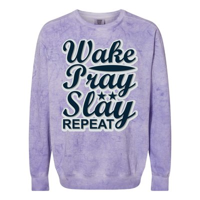 Wake Pray Slay Repeat Colorblast Crewneck Sweatshirt