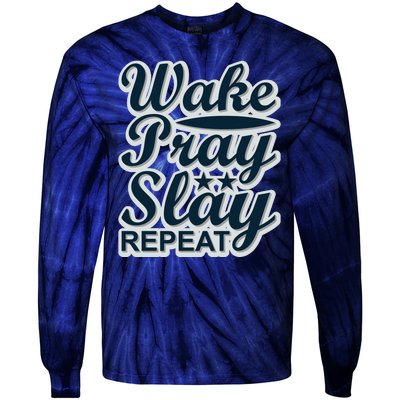 Wake Pray Slay Repeat Tie-Dye Long Sleeve Shirt