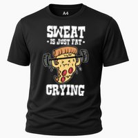 Workout Pizza Sweat Is Just Fat Crying Gift Cooling Performance Crew T-Shirt