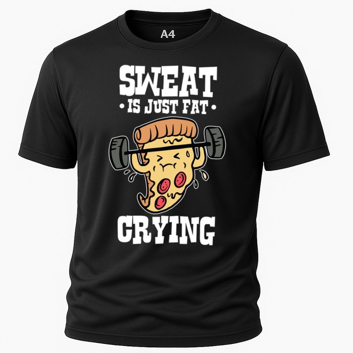 Workout Pizza Sweat Is Just Fat Crying Gift Cooling Performance Crew T-Shirt