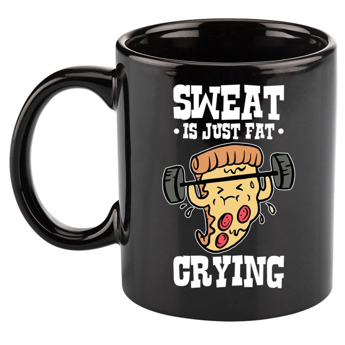 Workout Pizza Sweat Is Just Fat Crying Gift 11oz C Handle Ceramic Mug