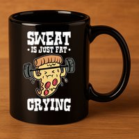 Workout Pizza Sweat Is Just Fat Crying Gift 11oz C Handle Ceramic Mug