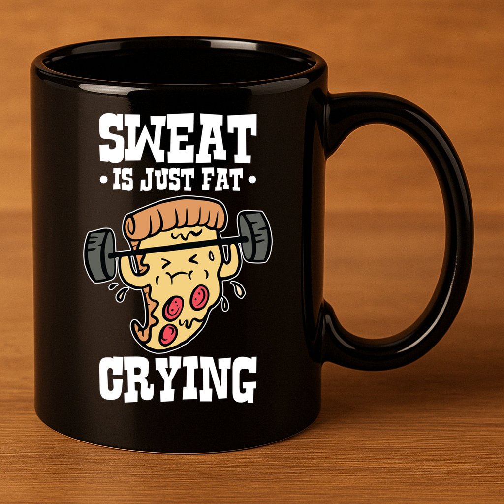 Workout Pizza Sweat Is Just Fat Crying Gift 11oz C Handle Ceramic Mug