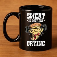 Workout Pizza Sweat Is Just Fat Crying Gift 11oz C Handle Ceramic Mug