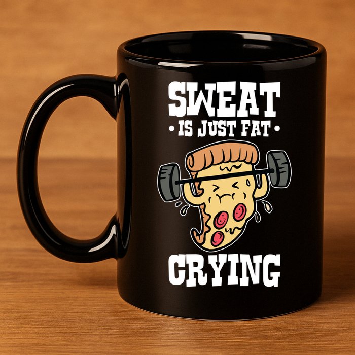 Workout Pizza Sweat Is Just Fat Crying Gift 11oz C Handle Ceramic Mug