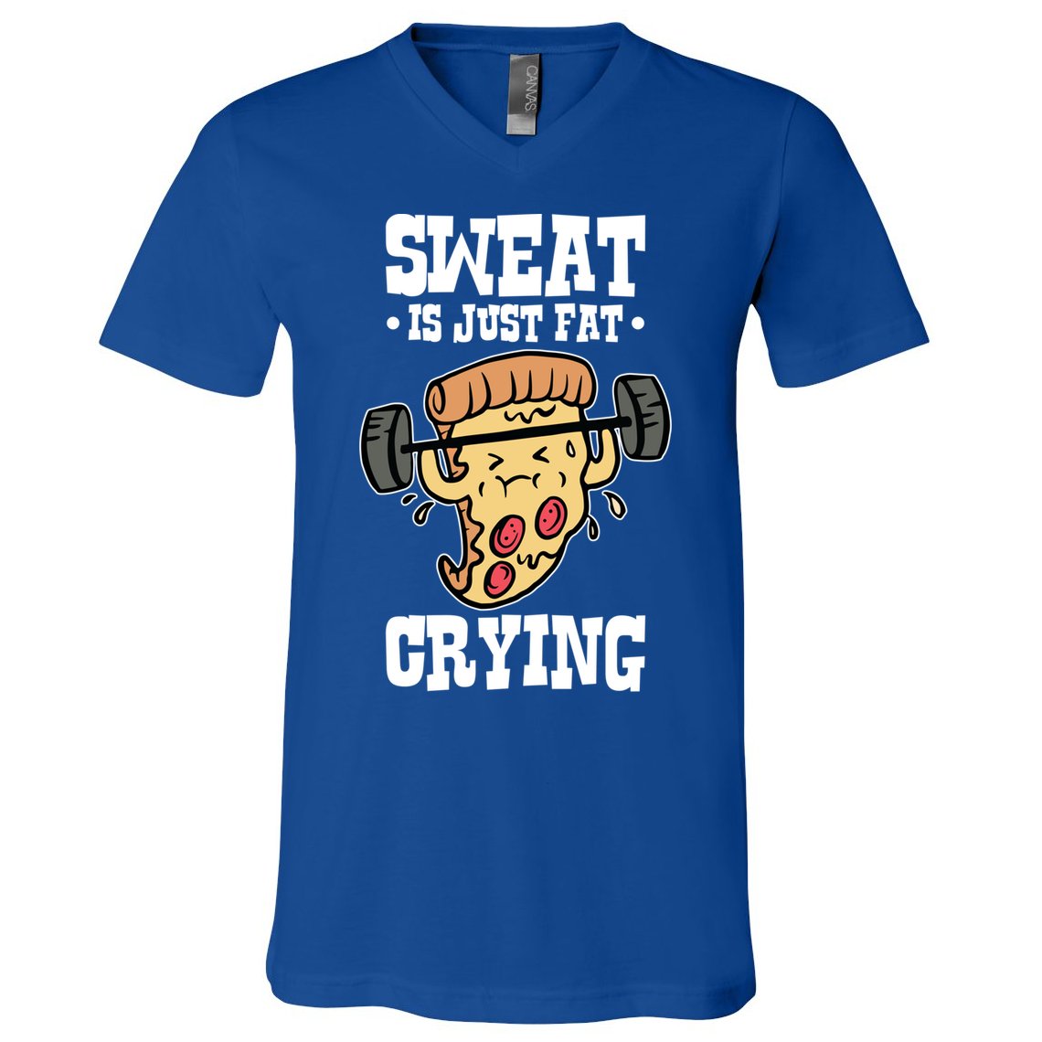 Workout Pizza Sweat Is Just Fat Crying Gift V-Neck T-Shirt