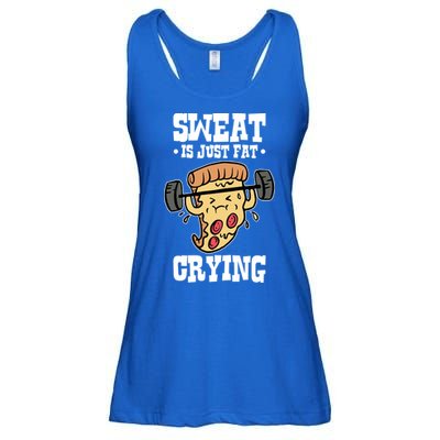 Workout Pizza Sweat Is Just Fat Crying Gift Ladies Essential Flowy Tank