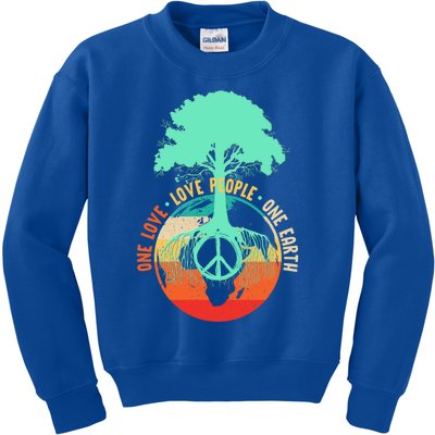 World Peace Tree Gift Love People Earth Day Gift Kids Sweatshirt