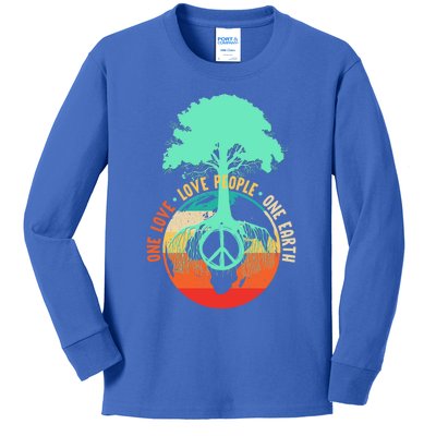 World Peace Tree Gift Love People Earth Day Gift Kids Long Sleeve Shirt