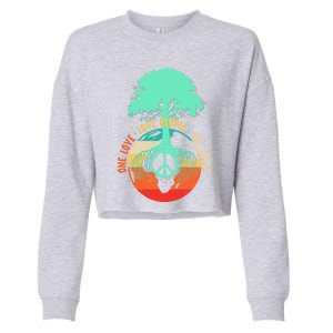 World Peace Tree Gift Love People Earth Day Gift Cropped Pullover Crew