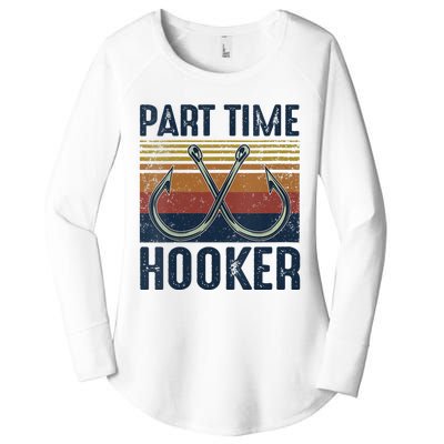 Womens Part Time Hooker Funny Fishing Lover Fisherman Retro Style Women's Perfect Tri Tunic Long Sleeve Shirt