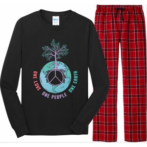 World Peace Tree Love People Earth Day 60s 70s Hippie Retro Great Gift Long Sleeve Pajama Set