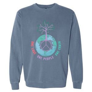 World Peace Tree Love People Earth Day 60s 70s Hippie Retro Great Gift Garment-Dyed Sweatshirt