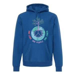 World Peace Tree Love People Earth Day 60s 70s Hippie Retro Great Gift Premium Hoodie