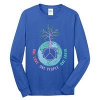 World Peace Tree Love People Earth Day 60s 70s Hippie Retro Great Gift Tall Long Sleeve T-Shirt