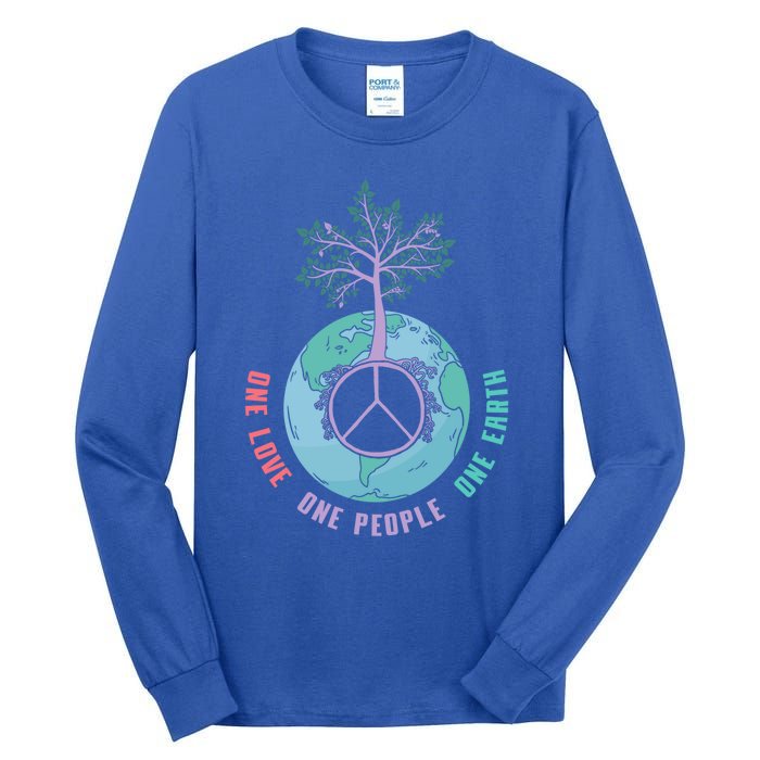 World Peace Tree Love People Earth Day 60s 70s Hippie Retro Great Gift Tall Long Sleeve T-Shirt