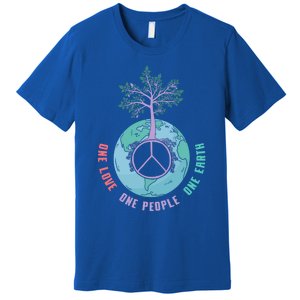 World Peace Tree Love People Earth Day 60s 70s Hippie Retro Great Gift Premium T-Shirt