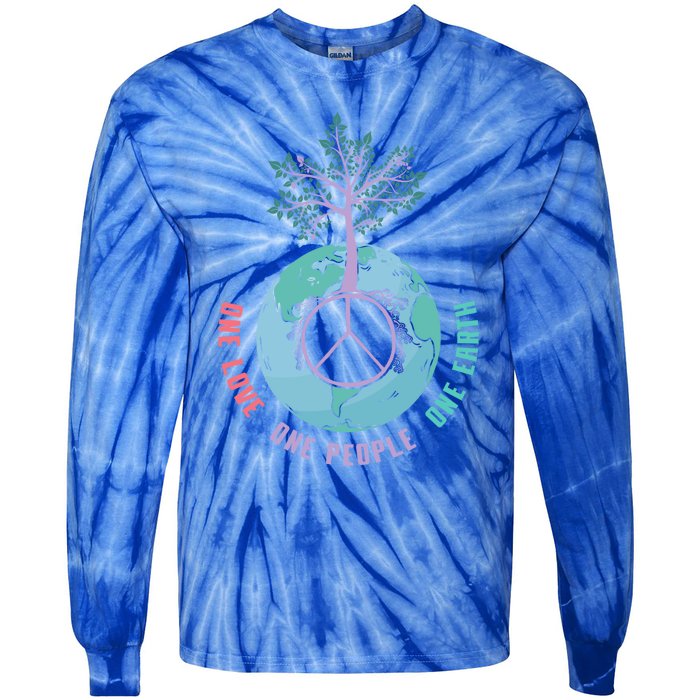 World Peace Tree Love People Earth Day 60s 70s Hippie Retro Great Gift Tie-Dye Long Sleeve Shirt