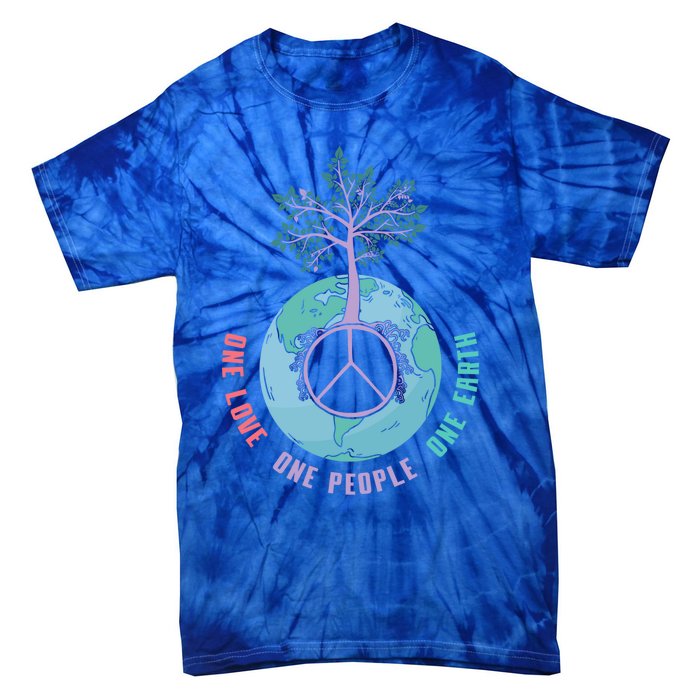 World Peace Tree Love People Earth Day 60s 70s Hippie Retro Great Gift Tie-Dye T-Shirt