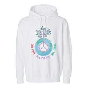 World Peace Tree Love People Earth Day 60s 70s Hippie Retro Great Gift Garment-Dyed Fleece Hoodie