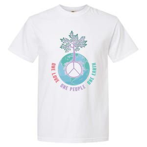 World Peace Tree Love People Earth Day 60s 70s Hippie Retro Great Gift Garment-Dyed Heavyweight T-Shirt