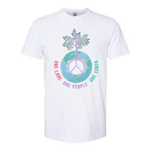 World Peace Tree Love People Earth Day 60s 70s Hippie Retro Great Gift Softstyle CVC T-Shirt