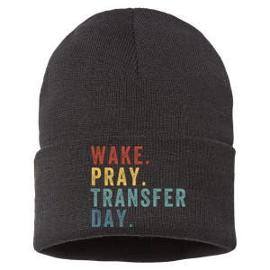 Wake & Pray Transfer Day Embryo Transfer Day Ivf Pregnancy Sustainable Knit Beanie