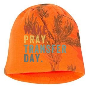 Wake & Pray Transfer Day Embryo Transfer Day Ivf Pregnancy Kati - Camo Knit Beanie