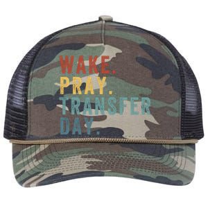 Wake & Pray Transfer Day Embryo Transfer Day Ivf Pregnancy Retro Rope Trucker Hat Cap