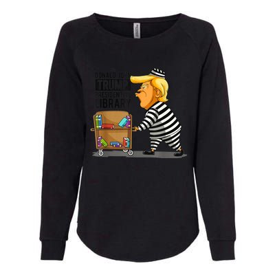 Womens Prison Trump Presidential Library Funny Anti Trump Womens California Wash Sweatshirt