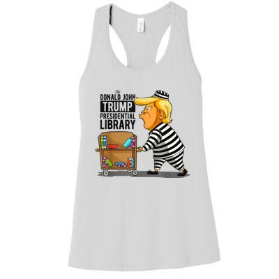 Womens Prison Trump Presidential Library Funny Anti Trump Women's Racerback Tank