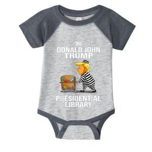 Womens Prison Trump Presidential Library Funny Anti Trump Infant Baby Jersey Bodysuit