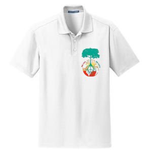 World Peace Tree Love People Earth Day 60s 70s Hippie Retro Dry Zone Grid Polo