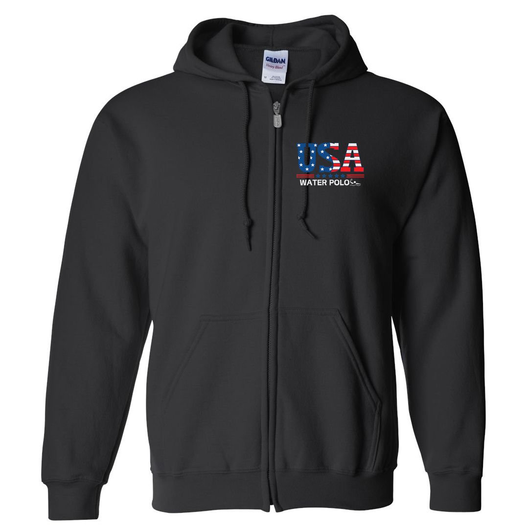 Water Polo United States Flag Usa Team Sport Water Polo Full Zip Hoodie