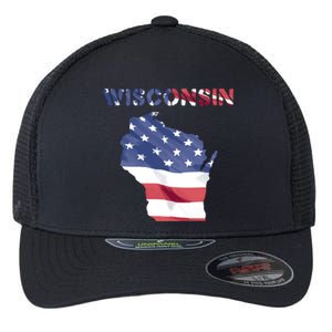 Wisconsin Proud United States America Patriot Flag Us Pride Funny Gift Flexfit Unipanel Trucker Cap