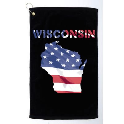 Wisconsin Proud United States America Patriot Flag Us Pride Funny Gift Golf Towel