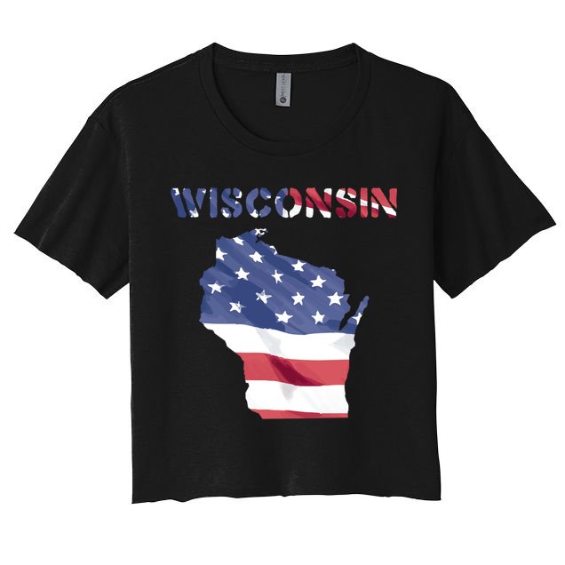 Wisconsin Proud United States America Patriot Flag Us Pride Funny Gift Crop Top