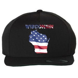 Wisconsin Proud United States America Patriot Flag Us Pride Funny Gift Wool Snapback Cap