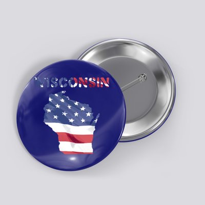 Wisconsin Proud United States America Patriot Flag Us Pride Funny Gift Button