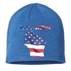 Wisconsin Proud United States America Patriot Flag Us Pride Funny Gift Sustainable Beanie