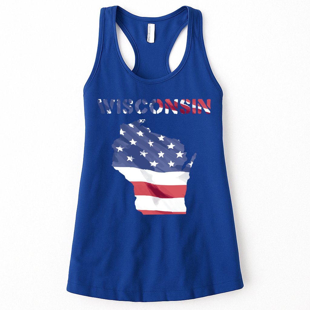 Wisconsin Proud United States America Patriot Flag Us Pride Funny Gift Womens Tank Top