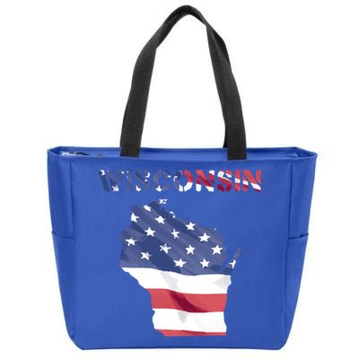 Wisconsin Proud United States America Patriot Flag Us Pride Funny Gift Zip Tote Bag