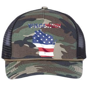 Wisconsin Proud United States America Patriot Flag Us Pride Funny Gift Retro Rope Trucker Hat Cap