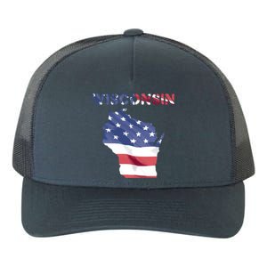 Wisconsin Proud United States America Patriot Flag Us Pride Funny Gift Yupoong Adult 5-Panel Trucker Hat