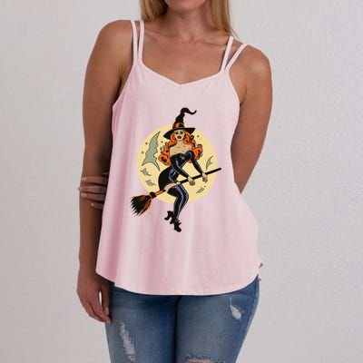 Witch Pin Up Retro Vintage Pumpkin Women's Strappy Tank