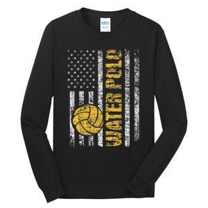 Water Polo Usa Flag Goalie Sportsmen Goalkeeper Tall Long Sleeve T-Shirt