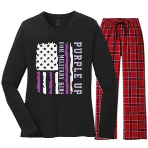 Wear purple up for military month of the military child Women's Long Sleeve Flannel Pajama Set 