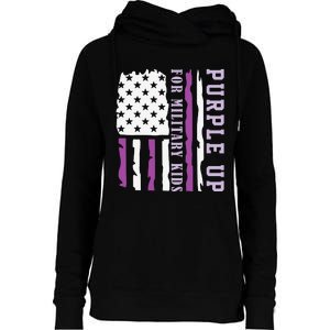 Wear purple up for military month of the military child Womens Funnel Neck Pullover Hood