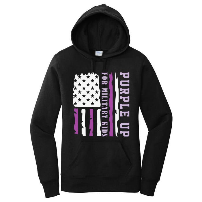 Wear purple up for military month of the military child Women's Pullover Hoodie