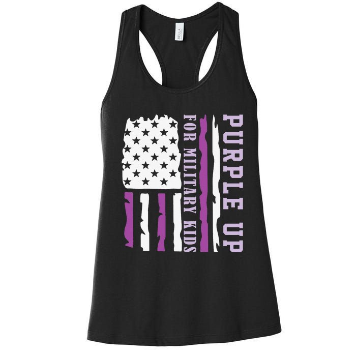 Wear purple up for military month of the military child Women's Racerback Tank